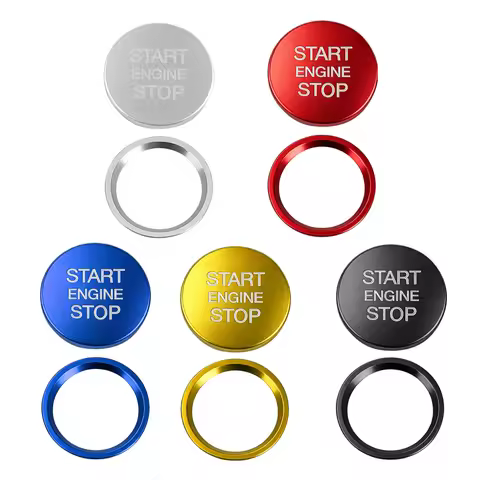 1 Set Aluminum Alloy Car Engine Start Stop Button Rings With Cap Fit For Audi Q5/Q7/A8L/A5/A6L/A4L S