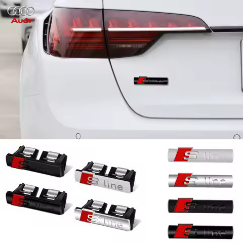 1Pcs Sline Metal Logo Car Sticker Aluminum Emblem Grill For Audi A6 C6 A4 B7 A5 B8 A3 A1 C5 Q3 8P 8V