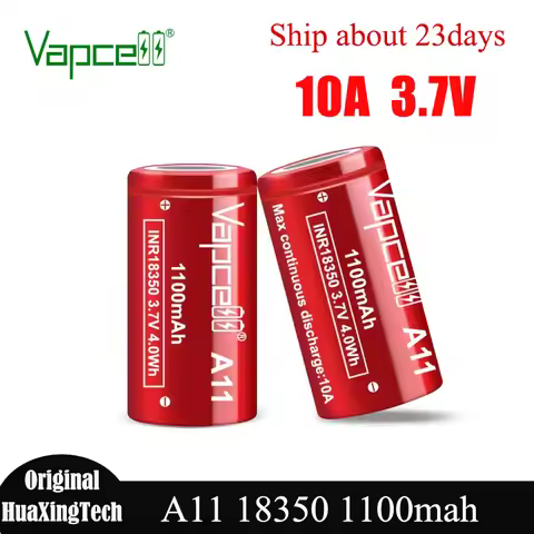 Original Vapcell A11 18350 1100mah Battery 10A 3.7V Rechargeable Lithium Batteries High Drain 18350 