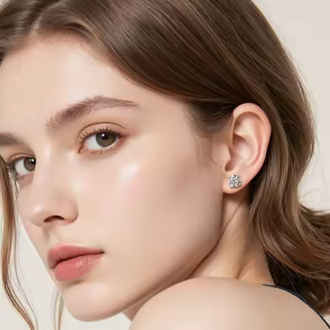 9K Gold Earrings 0.5ct 1ct lab grown diamond Four claw Stud Earring for girls and Women spot wholesa