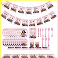 Disney Encanto Theme Disposable Tableware Girl Birthday Party Decoration Set Banner Cake Topper Cap 
