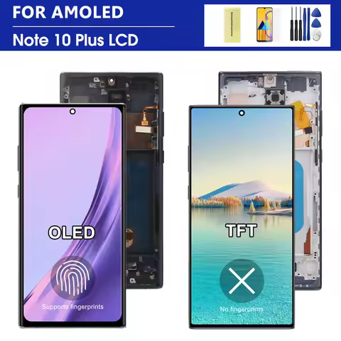 AMOLED / TFT Note 10 Plus Screen Assembly for Samsung Note10+ N975F Lcd Display Touch Screen with Fr