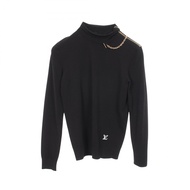 【二手】LOUIS VUITTON針織鏈條細部肩部拉鍊高領黑色人造絲針織女裝