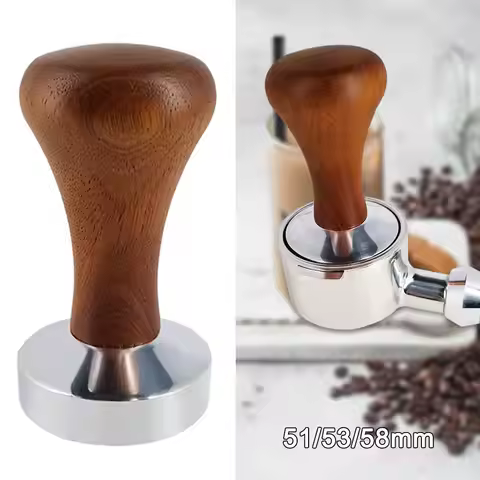 51mm/53mm/58mm Espresso Coffee Tamper Powder Hammer Wood Handle Espresso Tamper Coffee Distributor T