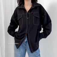 KEMEJA LEMUSHOP ASOKA Kaylee Shirt 2198 - Women's Oversized Tops, Casual Office Shirts - Pocket Shir