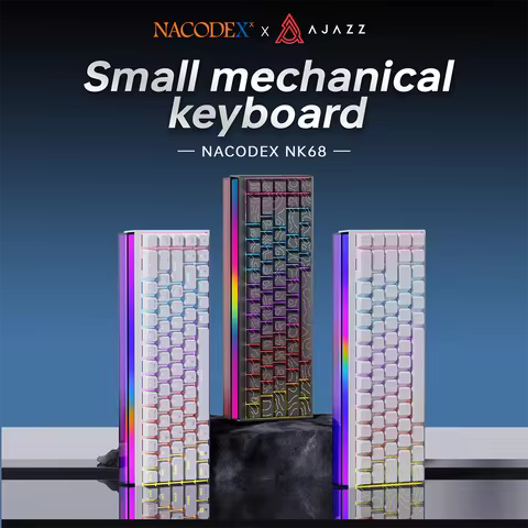 AJAZZ NK68 Wired Mechanical Keyboard, 68% Compact Layout, RGB Lighting for PC Office and Gaming Use.