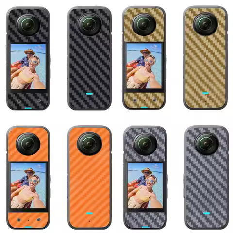 For Insta360 One X4 3D Carbon Fiber PVC Stickers Film Front + Back Scratch-proof Decals Skin for Ins