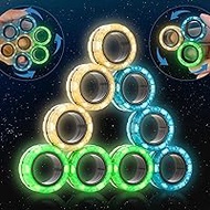 Magnetic Rings Finger Fidget Toys Set, 9Pcs Glow in The Dark Magnets Rings for Training Relieves Autism Anxiety, Magical Fingers Rings for ADHD, Great Idea Gift for Adults Teens Kids