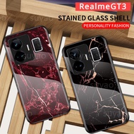 For Realme GT Neo5 GT3 3 5G 2023 RMX3709 GTNeo5 Phone Case RealmeGT3 RealmeGT Luxury Marble Gradien Protection Hard Casing Shockproof Fashion Tempered Glass Back Cover