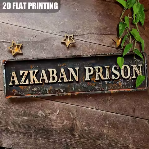 Vintage Azkaban Prison Tin Sign Retro Metal Wall Decor for Harry Potter Fans, 2D Flat Printing Nosta