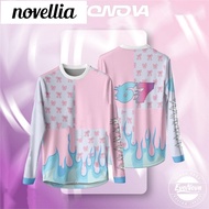Novellia Coquette Ribbon Pink Bow Tie Jersey Baju T Shirt Sport Long Sleeves Quick Dry Full Sublimat