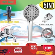 Shower Head Set shower 5-speed Pressurized Bathroom Shower Head + Hose + Faucet + Bracket+ Valve