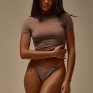 Fitted Short Sleeve Polyamide Crewneck Top Winter Cosy Lounge Cute Sexy Everyday Lounge Essential Sp