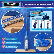 Alat Pel Lantai Kain Microfiber Gagang Stainless Twist Mop Putar &amp; Kunci / Synott Gagang + Refill