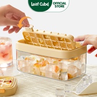 LeafCube Ice Cube Tray with Lid Free Scoop 28 Grid Quick Release Design Ice Storage Box