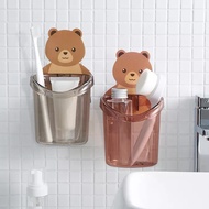 [HB 888] Bear Wall Mounted Toothbrush Holder Bear Bathroom Toothpaste Holder Cup/