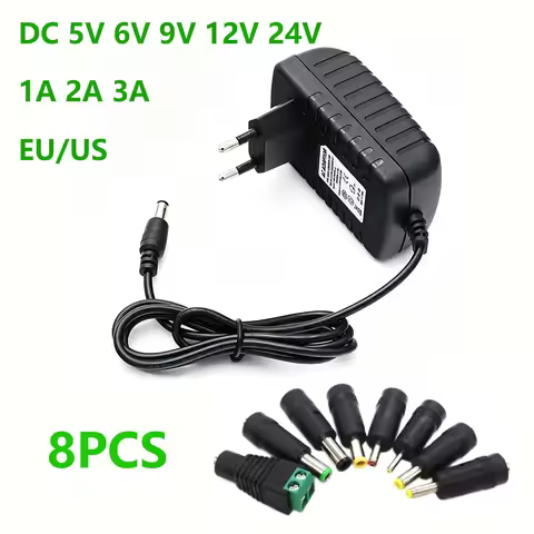 DC 5V 6V 9V 12V 24V Power Supply Adapter 1A 2A 3A 8V 10V 15V 2A 3A Power Adapter DC Plug Converter E