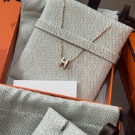 Hermès | Mini Pop H 項鍊 玫瑰金鏈x白色