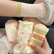 Dopamine Color Mesh Socks - Girls' Mid-Calf Summer Breathable Thin Socks