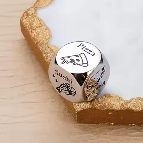 1PC Funny Dinner Food Decider Metal Dice Date Night Dice for Couples Food Cube Game Anniversary Date
