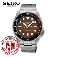 Seiko SRPJ47K1 Men's Seiko 5 Skeleton Style Brown Dial Stainless Steel Watch