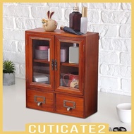 [Cuticate2] Storage Cabinet Desk Organizer Cupboard Showcase Rustic Key Box Holder Cabinet Shelf Wooden Display Rack for Home Living Room