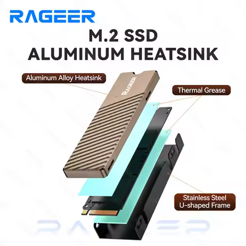 RAGEER 5mm M.2 SSD Aluminum Heatsink 2280 SSD Heatsink Clip-On Installation for PS5 M.2 NGFF NVME SS