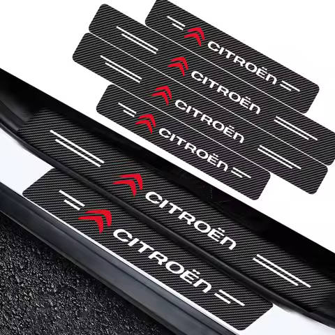 4Pcs Car Door Plate Carbon Fiber Threshold Protector Sticker For Citroen C2 C3 C4 C5 X7 Berlingo Xsa