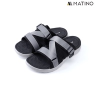 MATINO PLAY รองเท้าแตะชายหนัง รุ่น MC/T 9327 - BLACK/GRAY