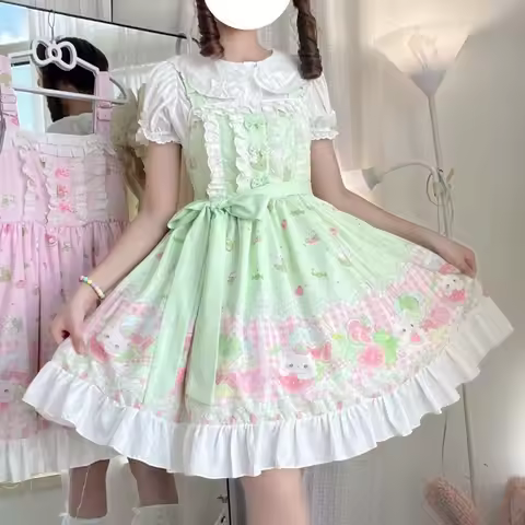[Sweet Guava] Sakura Ori Mianmian original sweet and cute bow full JSK slimming puffy skirt summer d