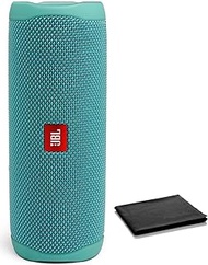 JBL Flip 5 Waterproof Portable Bluetooth Speaker for Travel, Outdoor and Home - Wireless Stereo-Pairing - Includes Microfiber Cleaning Cloth - Teal