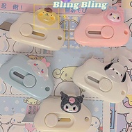Cute Cartoon Anime Sanrio Cinnamoroll My Melody Pochacco Cloud Utility Knife MINI Pocket Sized Craft Wrapping Box Paper Envelope Cutter Letter Opener Student Art Supplies [RAIN]