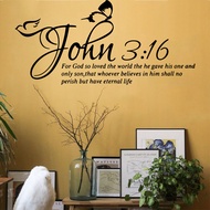 1 PC Modern Bible Verse John 3:16 for God So Loved The World Life Wall Sticker Bedroom Butterfly Bir