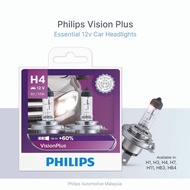 Philips Vision Plus Car Headlight Bulb ( H1 H3 H4 H7 H11 HB3 HB4 | +60% More Light | Pack of 2 Halog