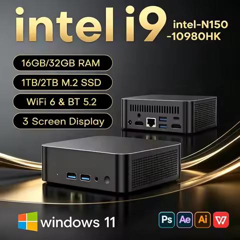 Core Intel i9 MINI PC Intel Core i9 10980HK /N150 Windows 11 Portable Gaming PC 16GB 32GB RAM 1TB 2T