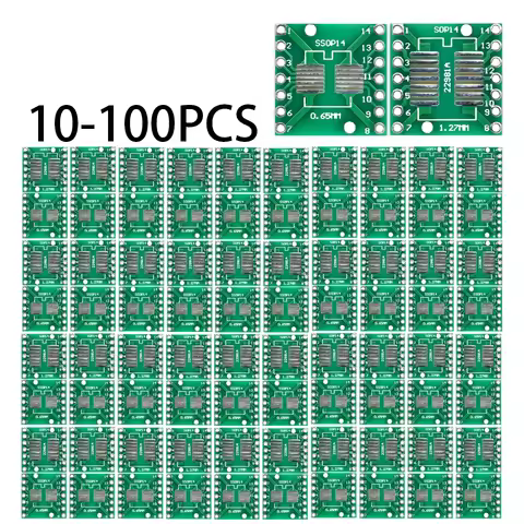 10-100PCS SOP14 SSOP14 TSSOP14 to DIP14 Adapter Board 0.65/1.27mm Pitch SMD to Dual In-Line PCB Conv