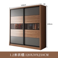 120CM 2門 推拉門單衣櫃中間鋼化玻璃48寸推拉門單衣柜 17022