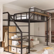 Wrought Iron Elevated Bed Sheet Upper Floor Upper Bed Duplex Space Lower Table Iron Frame Bed Second