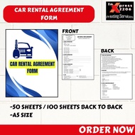CAR RENTAL AGREEMENT FORM SLIP RECEIPT WITH VEHICLE INSPECTION CHECKLIST