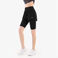 Camel Womens Yoga Pants Spring Fake Two-piece Quick-Drying Sports Shorts Stretch Fitness Pants Wear 