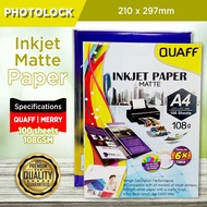 a4 paper 108gsm QUAFF Matte Inkjet Paper A4 Size || Merry 108gsm Matte Inkjet Paper A4 (100 sheets /