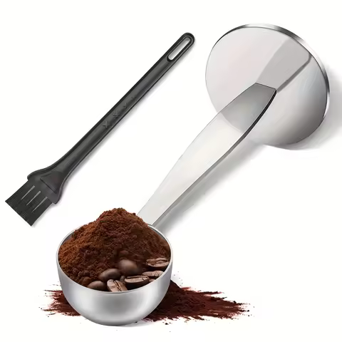2-in-1 Coffee Scoop with Brush, Tablespoon Measure Spoon with Pressed Bottom for Coffee Bean Press C