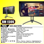 AOC AG273FZE (FHD/IPS/27"/240HZ/0.5MS/FLAT) GAMING MONITOR