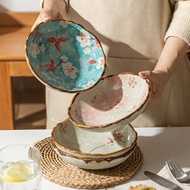 ทนความร้อนได้เซรามิกชามสลัดดอกไม้ญี่ปุ่น7.5นิ้วน้ำซุปก๋วยเตี๋ยวเครื่องใช้บนโต๊ะอาหารราเม็งพาสต้าซีเรียลชามใส่ผลไม้ชุดของขวัญ Jishen