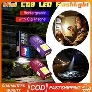 5PCS Portable Mini COB LED Flashlight Type-C Rechargeable Powerful Work Light with Clip Magnet Water