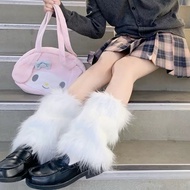 Socks Leg Warmer Faux Plush Fur White Fur 35 cm Leg Warmer Japanese Korea