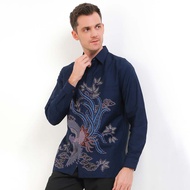 Rianty Batik Premium Pria Kemeja Panjang Hem Navy Furing Firenze