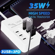 Fast Charging 6 Ports 35W USB Type C Hub PD Charger - Portable Power Adapter for Home Office Travel 