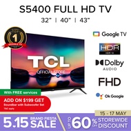 New | TCL S5400 Full HD Smart TV Google TV 32 40 43 Inch | LED Smart TV | Smart Flat Screen TV | Micro Dimming| Dolby Audio | HDR | Chromecast