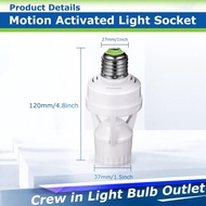 3 Pieces Hortsun Motion Sensor Light Socket Smart Screw in Light Bulb Outlet Compatible with E26/E27